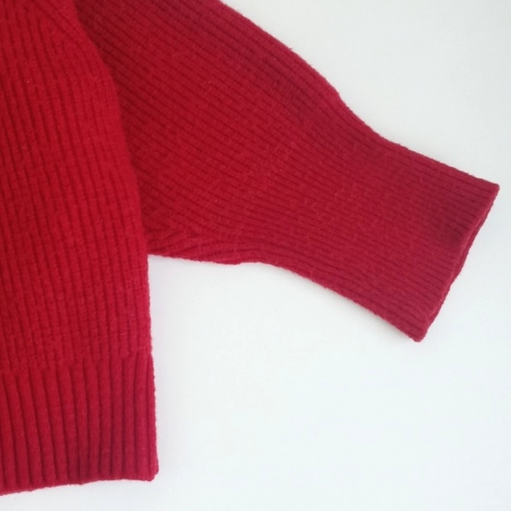 Zara Women's Red Cropped Ribbed Nylon Blend Long Sleeve Sweater S (Back Zip) - Picture 8 of 16